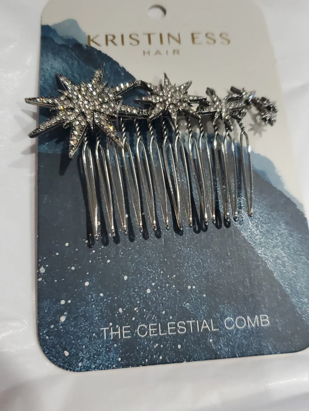 Kristin Ess 2pack Silver embellished‎ celestial mystic sparkly hair combs new